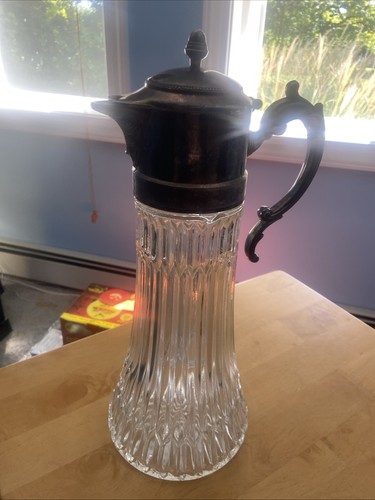 Vintage glass silver plate - silver,